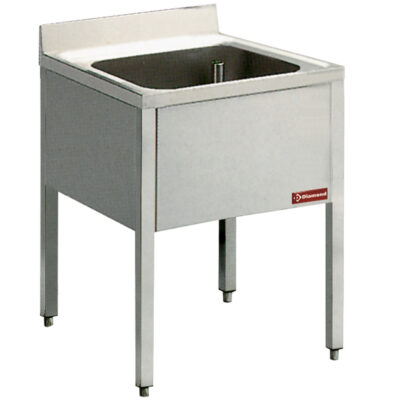 Stålbord med vask, 600 mm, Diamond