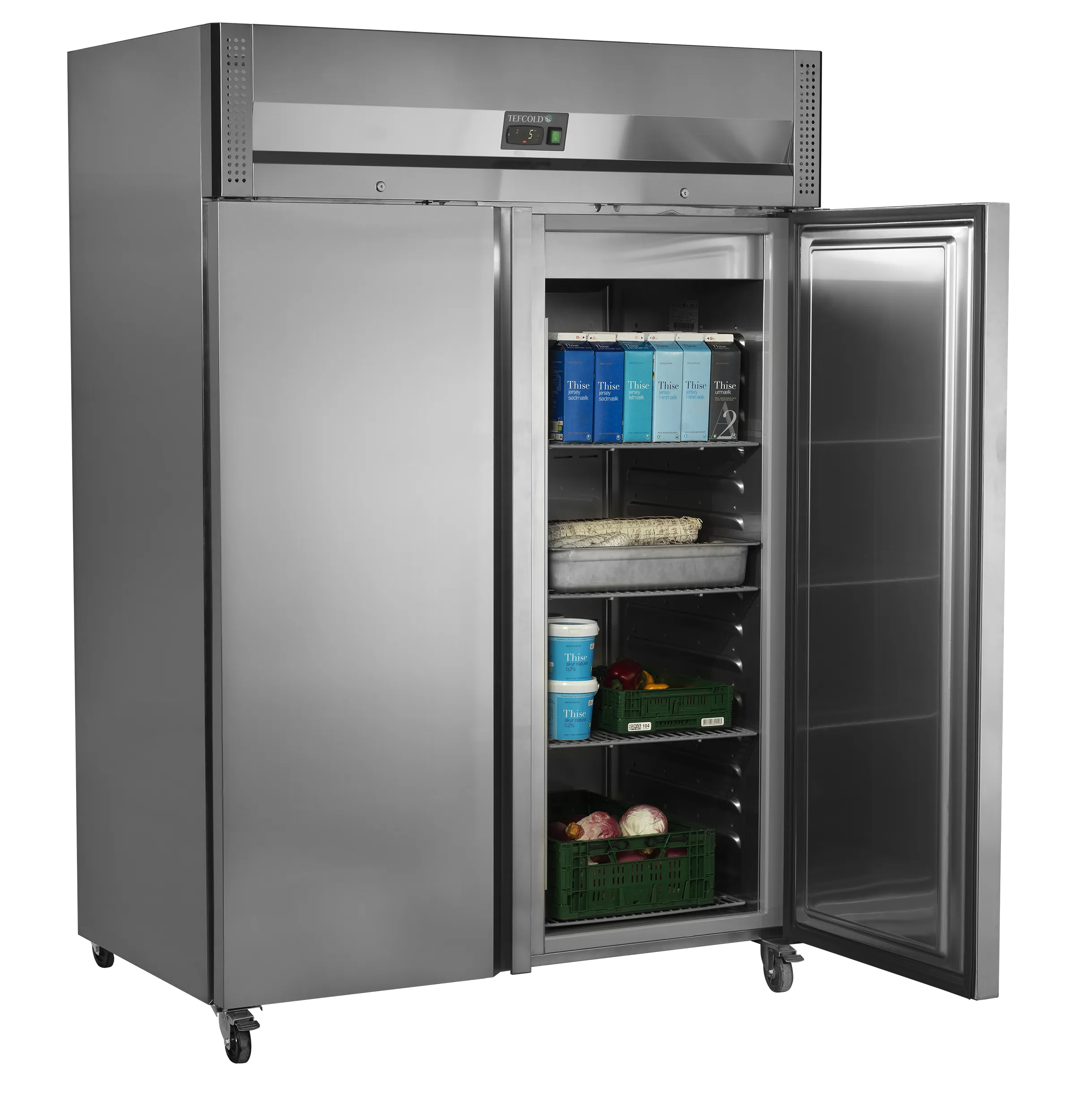 Dobbelt køleskab med hjul - RK1420X1, Tefcold - Billede 2