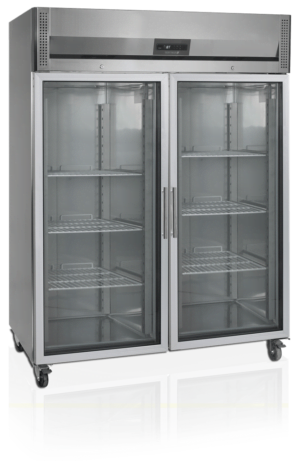 Dobbelt køleskab med glaslåger 1410 liter, Tefcold