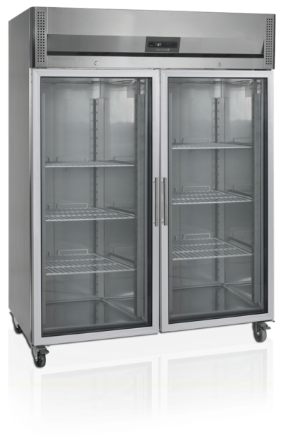 Dobbelt køleskab med glaslåger 1410 liter, Tefcold