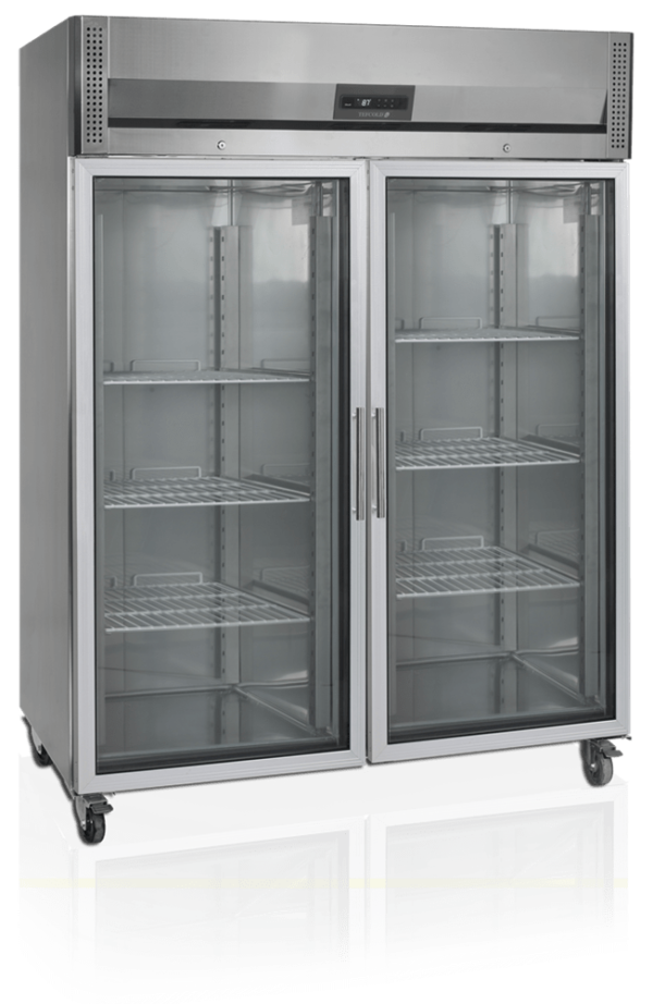 Dobbelt køleskab med glaslåger 1410 liter, Tefcold