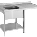 Rustfri bord med vask og plads opvasker - vask i højre eller venstre side