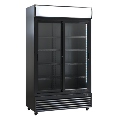 Displaykøleskab m. skydelåger, 764 liter, Scandomestic SD 1002 BSLE